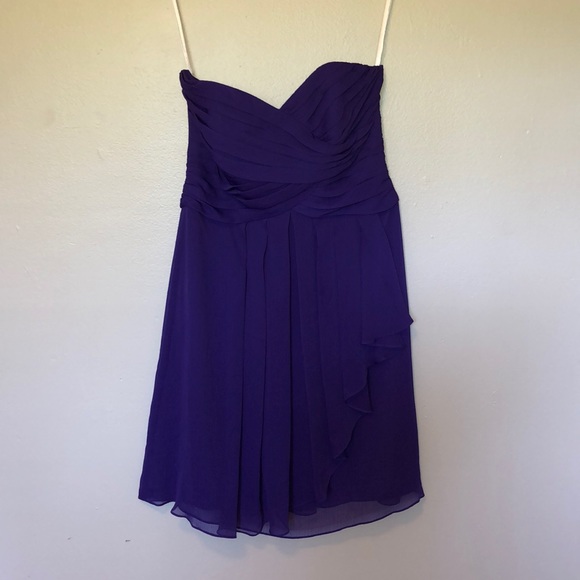 ❗️SALE ❗️ Purple Chiffon Bridesmaid Mini Dress - Picture 2 of 10